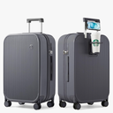 mixi Checked Luggage with Cup Phone Holder Hard Shell Rolling Travel Suitcase with Spinner Wheels,26 Inch Rock Grey