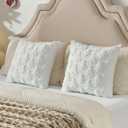 HAUSSY Christmas Throw Pillow Covers 18x18 Set of 2, Decorative Tree Pillow Cases,Soft Faux Fur Winter Cushion Case for Xmas Home Decor,Couch Bed, Living Room,White