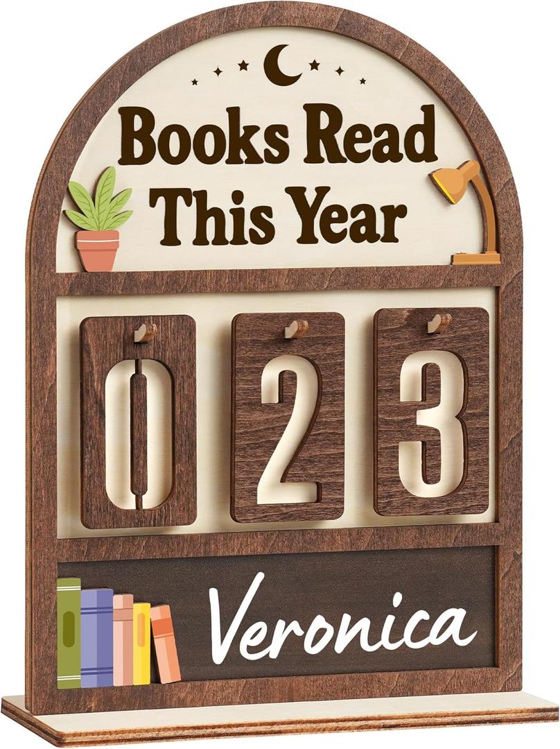 Books Read This Year Counter Valentines Day Gifts For Women Readers, Personalized Book Counter Tracker Bookshelf Decor, Bookish Gifts Accessories For Book Lovers, Bookworm, Bookclub Stocking Stuffers