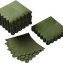 200 Pack Cocktail Napkin 2-Ply Scalloped Edged Dessert Napkins Folded 5 x 5 Inches Disposable Napkins for Dinner Wedding Birthday Party Bridal Anniversary Reception Event (Green)