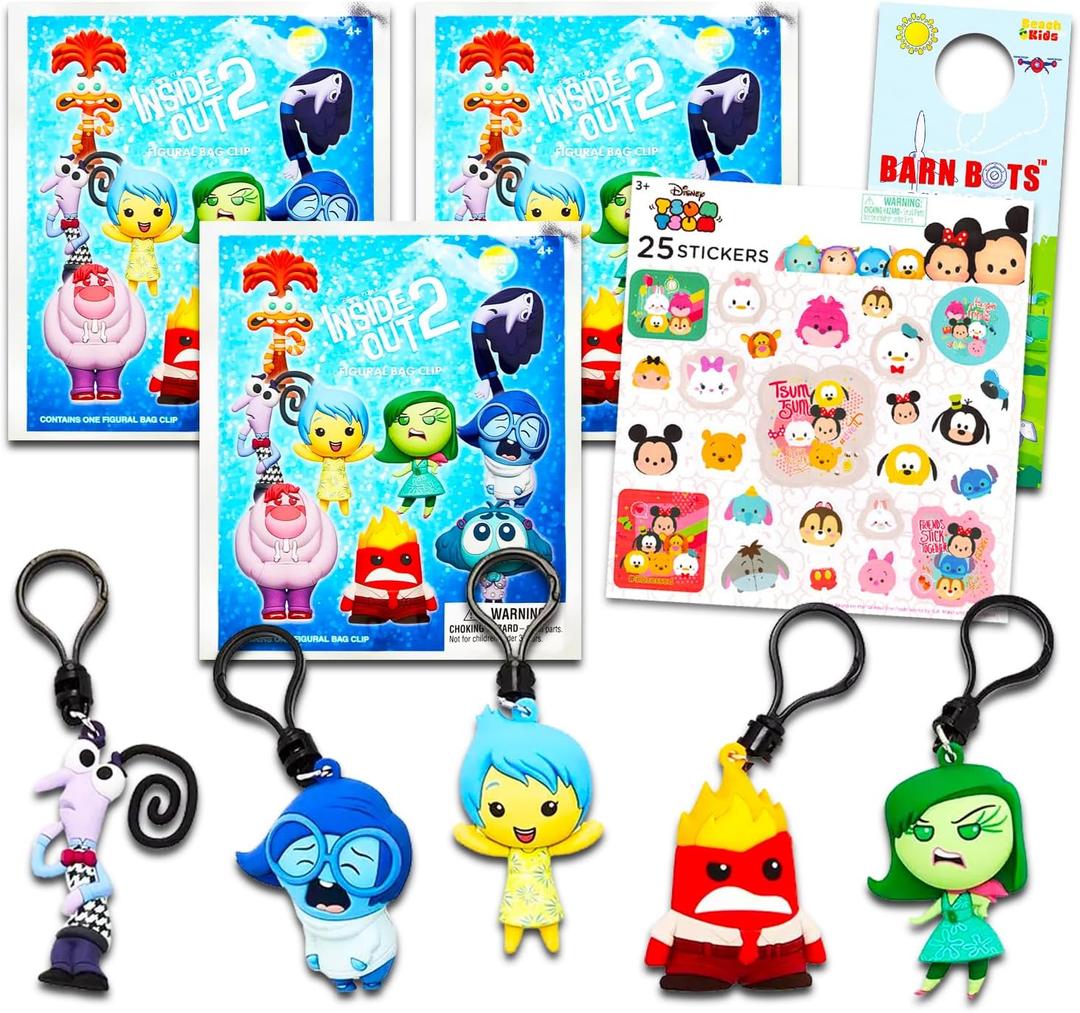 Disney Inside Out Blind Bag Set - Bundle Includes 3 Blind Bag Mystery Inside Out Figure Clips Plus More | Disney Inside Out Party Favor Accessories