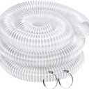2.5 Inch x 10 Feet Dust Collection Hose - Heavy Duty Puncture Resistant Clear PVC Debris Fume Collection Hoses-Coated Wire Helix Reinforced - Includes 2 Clamps