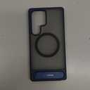 TORRAS Strong Magnetic & Seamless Stand for Samsung Galaxy S25 Ultra Case, Fit for MagSafe, Mil-Grade Drop Protection, Kickstand for Samsung Galaxy S25 Ultra Case, Translucent Back/Blue Edge