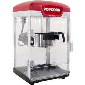 West Bend Stir Crazy Movie Theater Popcorn Popper, Popcorn Maker Machine with Nonstick Popcorn Kettle, Measuring Tool and Popcorn Scoop for Popcorn Machine, 4 Qt., Red