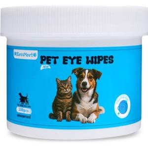 PET Eyes Wipes for Dogs & Cats - Gently Remove Tear Stain, Debris, Crust & Discharge- Hypoallergenic & Deodorizing Pet Cleaning Grooming Wipes Cleaner for Eyes, Face & Wrinkle -Unscented
