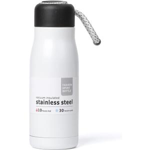 Small Water Bottle 12 oz, Dusgut Insulated Water Bottle, Stainless Steel, Wide Mouth Portable Lid, Ice White