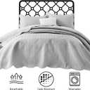 MOONLIGHT20015 Bedspreads Quilts Queen Size Bedding Set (90" x 96") - 2 Pillow Shams (20" x 26"+ 2") - All Season Lightweight Reversible 3 Pcs Microfiber Coverlet Embossed Quilt Bedspreads (Silver)
