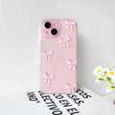 NITITOP Compatible with iPhone 15 Case Clear Cute Bow Knot Design for Women Girls Stylish Bowknot Durable Soft TPU Slim Protection Phone Cover - Pink Ribbon