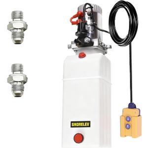 12V DC Single Acting Hydraulic Power Unit, 8L Hydraulic Pump Plastic Reservoir, 3000 PSI for Dump Trailers, Snow Plows, Log Splitters, Lift Gates