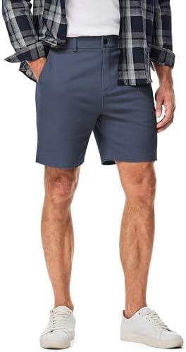 JMIERR Men's Classic-Fit 7" Chino Short Summer Stretch Waist Cotton Twill Casual Dress Shorts with Pockets Size 36