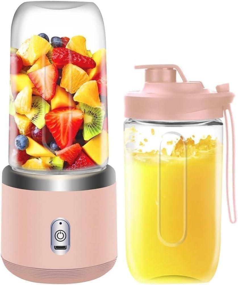 Personal Blender for Shakes & Smoothies, 400ml  2 To-Go Portable Cups & Lids, Easy Clean, High-Speed Mixer for Juices, Kitchen, Baby Food  Powerful Motor, Safe Double Tap (Purple) (Pink)
