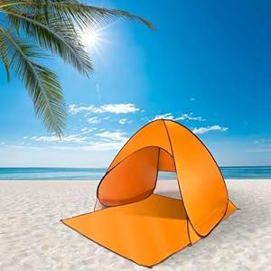 KOCASO Pop Up Beach Tent for 2-3 Person, UPF50+ Anti-UV Sun Shelter w/ Storage Bag, Portable Waterproof Instant Sun Shade Canopy for Outdoor Beach Camping Hiking Travel Family, Orange KOCASO Pop Up Beach Tent for 2-3 Person, UPF50+ Anti-UV Sun Shelter w/ Storage Bag, Portable Waterproof Instant Sun Shade Canopy for Outdoor Beach Camping Hiking Travel Family, Orange