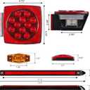 LED Trailer Light Kit, IP67 Submersible Trailer Lights 12V DOT, Stop/Tail/Turn Boat Trailer Lights with 13.7" ID Bar, 6 Marker Lights, 25 ft Protective Wiring Harness, License Plate Bracket