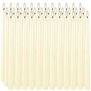 YOROXRG Ivory White Taper Candles, 7-8 Hours Burn Time, Unscented, Smokeless and Dripless, 0.8 x 10 Inch Dinner Candle Set for Household, Wedding, Party and Home Décor Candlesticks