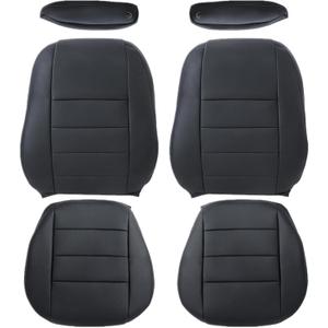 FZJDSD 5PCS Black Front Driver & Passenger Bottom & Top Lean Back Perforated Microfiber Leather Replacement Seat Covers & Armrest Cover Compatible with Land Rover LR3 Discovery 3 SUV 2005-2009