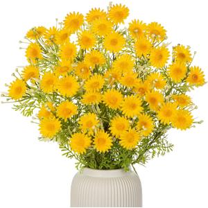 Artificial Daisy Flowers 25.6 Inch Faux Wildflowers Bouquet Fake Yellow Daisies for Vase Lifelike Chrysanthemum Flowers for Home Wedding Decor Farmhouse Tabletop Centerpieces Arrangements - Yellow