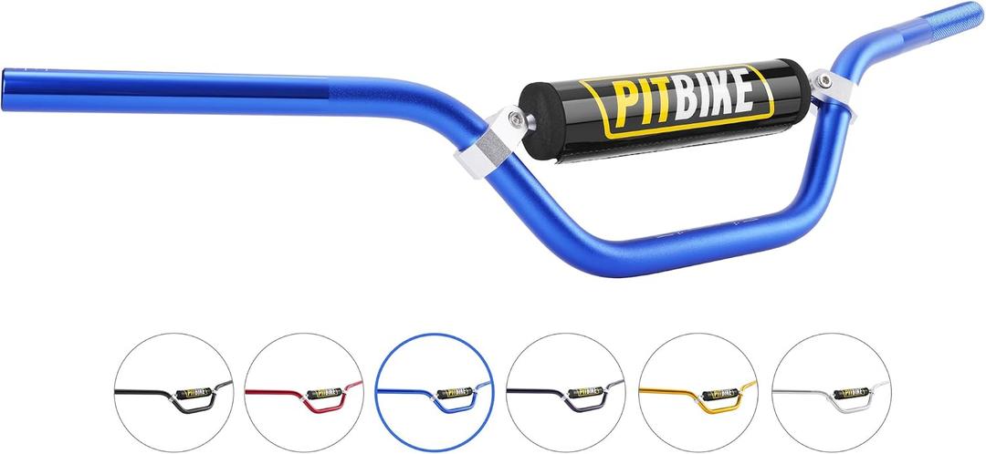 Handlebars 7/8 Inch for Motorcycle,RUTU Upgraded Universal Dirt Bike Handle Bar with Crossbar Pad Mid-Rise Mini Bike Pit Bike Handlebar for Motocross ATV Quad - Blue