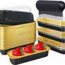 LNYZQUS Aluminum Foil Mini Loaf Pans with Lids 50 Pack, 6.8oz Rectangle Baking Cups Muffin Tins,Disposable Baking Tins Mini Baking Pans Holders -Black In Gold