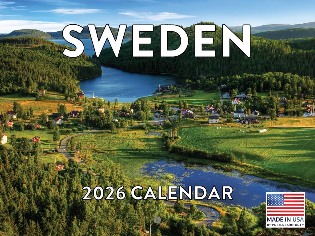Sweden Calendar 2026 Monthly Wall Calender 12 Month | American Made In The USA