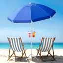 paramondo 6.5FT Beach Umbrella with Sand Anchor, Solid Blue