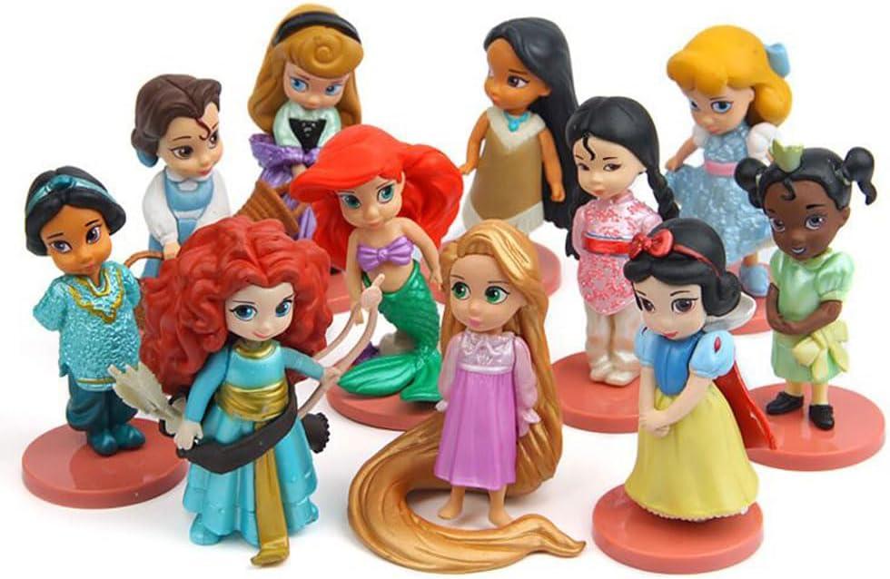 11-Pack Cartoon Dream World Princess Action Figures Toys, Rapunzel Snow Cinderella White Snow Fairy Rapunzel Decoration Doll, Children Toy Gift