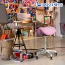 Saddle Stool with Wheels,Rolling Stool,Rolling Chair Ergonomic Swivel Rolling Chair with Hydraulic Lifting Height Adjustable Rolling for Office Medical Massage Salon Drafting(Pink)