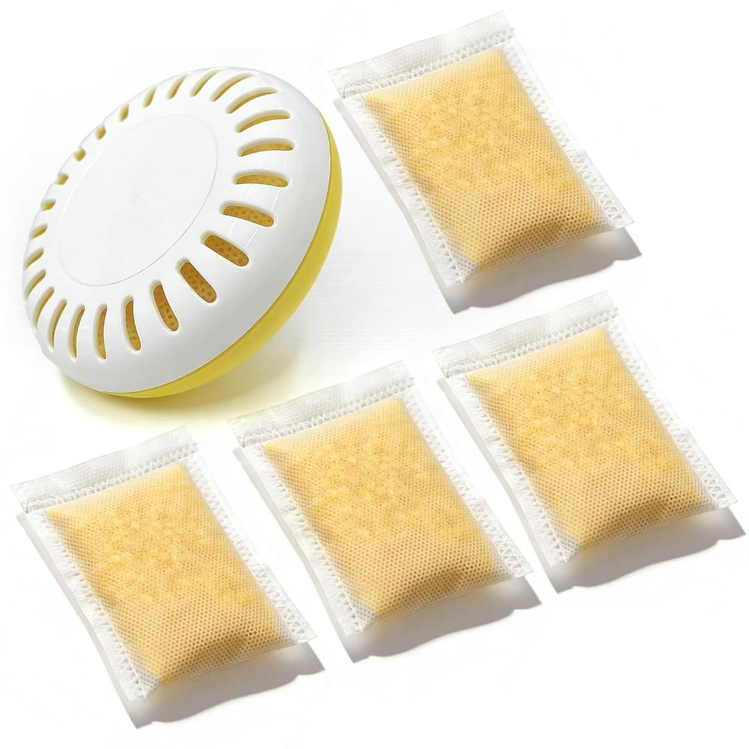Puck Cartridge for Munchkin Step (15901) and Pail (15900) Diaper Pails, 3.5" Diaper Pail Deodorizer Odor Absorber, 1 Cartridge & 4 Lemon Scented Odor Remover Refills