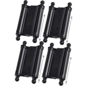 TamBee 4inch Double Action Hinge Saloon Door Hinges Swinging Door Hinge Heavy Duty Self Closing Black Steel Hinges with Screws