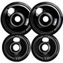 UPGRADEDWB31M20 WB31M19 Porcelain Range Burner Drip Pan Bowls Fit for G-E Hot-point Electric Stove Includes 2 x 8-Inch and 2 x 6-Inch Drip Pans(Black) by Cenipar