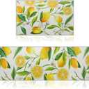 Hanaive 2 Pieces Lemon Kitchen Rugs Set Farmhouse Kitchen Rugs Fruit Runner Mat Non Slip Rubber Backing Area Mat Lemon Doormat Washable Indoor Outdoor Mats Country Decor, 17'' x 30'', 17'' x 47''