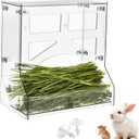 Large Acrylic Rabbit Hay Feeder with Lid, Transparent Hanging Food Dispenser Hay Feeder for Bunny Rabbits Guinea Pig Cage Chinchillas Hamsters Small Pets and AnimalsLarge