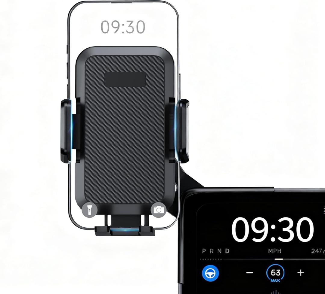 BASENOR Tesla Phone Mount for 2020-2024 Model Y & 2017-2023 Model 3 Screen-Safe Holder with Strong Adhesion, 360 Rotatable Cell Phone Stand, Must-Have Interior Accessories for All Phones