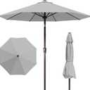 9FT Patio Umbrella Outdoor Table Umbrella w/Push Button Tilt and Crank, 8 Sturdy Ribs, UV Resistant Waterproof Market Umbrella for Pool, Deck, Backyard, Garden, Light Gray