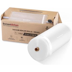 Bonsenkitchen 11 x 150 Vacuum Sealer Bags Rolls with Cutter for Food Storage, Commercial Grade, BPA Free, Great for Meal Prep and Sous Vide Cooking (Clear)