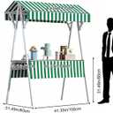 Outdoor Vendor Cart, 43.30in Foldable Metal Market Stall Display Stand with Canopy, Portable Multi-Purpose Floor Wagon for Retail Kiosks Events Festivals Farmers Markets Trade Shows, Green