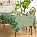 Horaldaily St. Patrick's Day Tablecloth 60 x 104 Inch Rectangular Leaves | Fern Green Shamrock Floral Oil Painting Style Seasonal Washable Table Cover for Party Picnic Dinner Decor