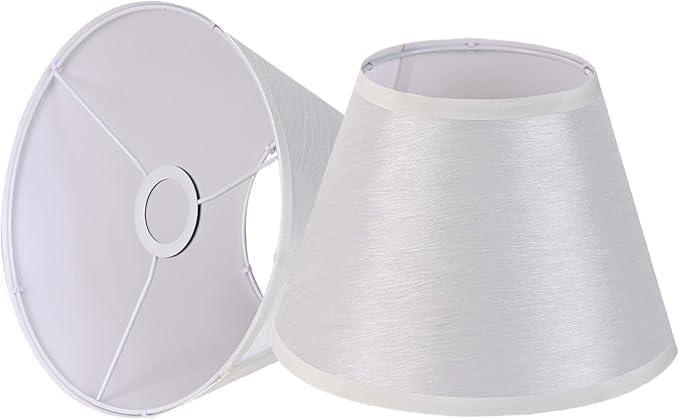 Small Empire Lamp Shade Set of 2 White Linen,5.91" Top x 10.24" Bottom x 7.48" H, Fits E26 Sockets with Fixing Rings (Not for UNO Fitting),Replacement for Table Lamps(Assembly Required)