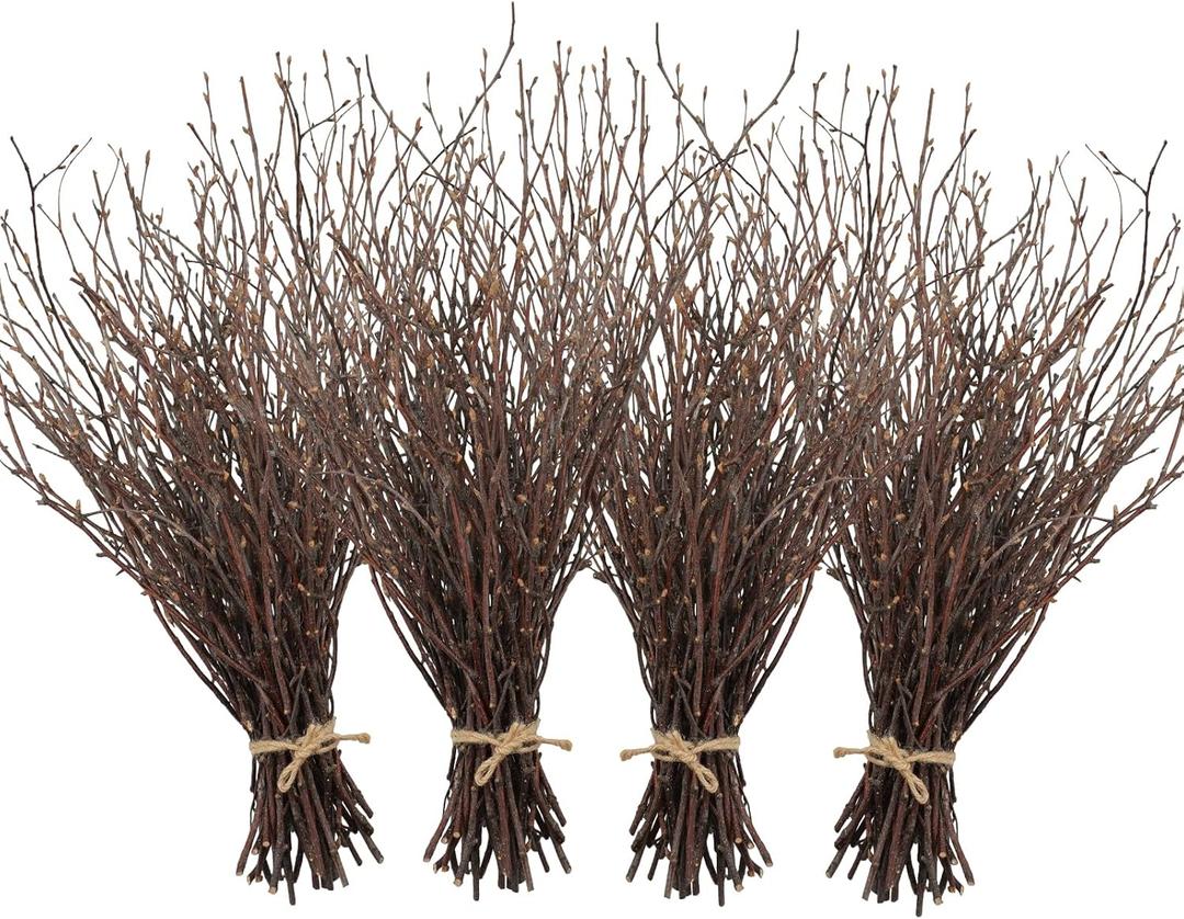 Uieke 200PCS Birch Twigs  17 Inch Natural Dried Plants Decorative Birch Branches for DIY Crafts, Birch Sticks for Vases Wedding Arrangements Home Wreath Decor (Birch-4 Bundle)