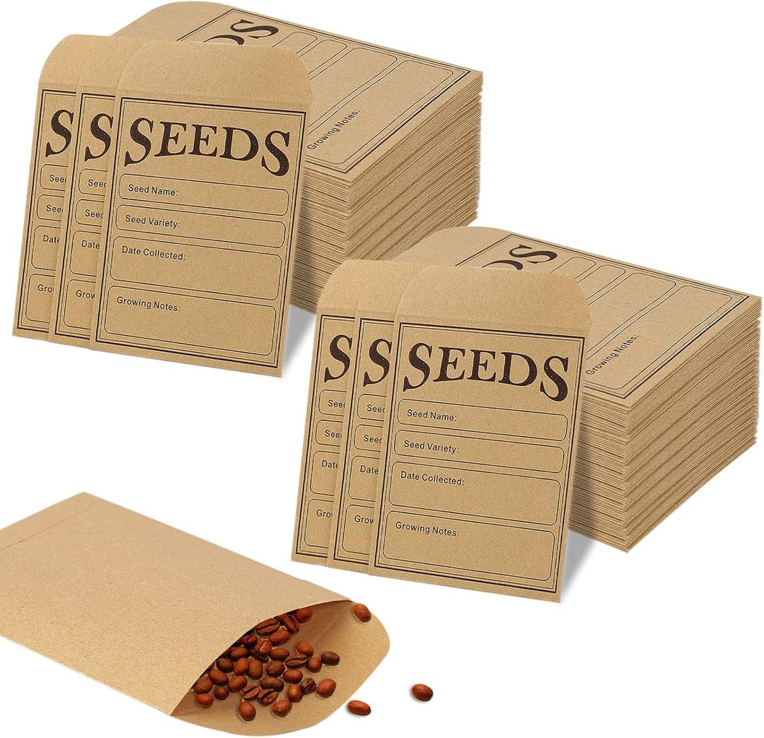 Zubebe 150 Pieces Seed Saving Envelopes Packets Resealable Self Adhesive Paper Envelopes for Flower Vegetable Seeds Storage 3.15 x 4.72 Inch (Brown)