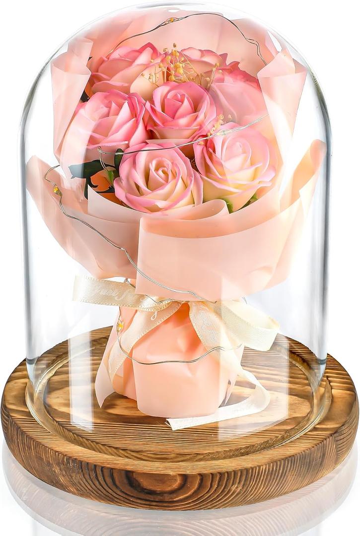Glass Cloche Display Dome 6.9 x 5.7 inch Decorative Glass Display Bell Jar for Home Party Wedding Decor