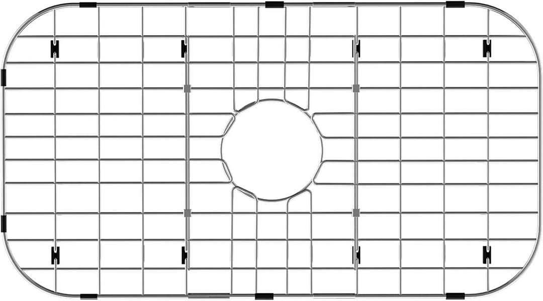 Kitchen Sink Grates Bottom Grid for Kitchen Sink, Stainless Steel Metal Sink Bottom Grid Sink Protector Grid Center Drain Hole, Sink Grate (26"Lx14"W)