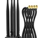 Eightwood Dual Band WiFi 6 Antenna 2.4GHz 5GHz, 4 RP-SMA Connector WiFi Antenna Magnetic Base for PC Desktop Computer PCIe Bluetooth Card Wireless Router and Access Point