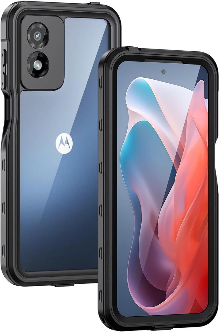 Lanhiem for Moto G Play 2024 Case, IP68 Waterproof Dustproof Shockproof Case with Built-in Screen Protector, Full Body Underwater Protective Cover for Moto G Play 2024 Only, Black