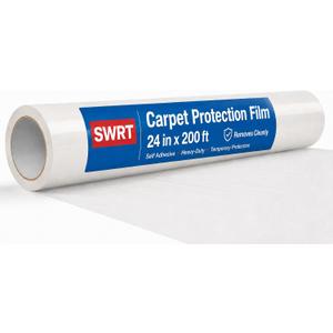 SWRT Carpet Protection Film - Self Adhesive Plastic Protector 24" x 200'