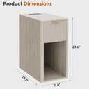 Homleke Narrow End Table with Fluted Drawer & Charging Station | Compact Nightstand with USB Ports & Outlets, Bedside Table for Bedroom, Living Room, Modern Accent Table, Light Gray Oak