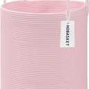 Cotton Rope Laundry Basket Hamper for Girls Kids Baby Nursery Hamper Bin Woven Blanket Basket for Living Room cute baby laundry basket Storage Basket for Nursery Toy Storage Bin&Box(Pink) (60L)