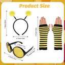 6Pcs Bee Costume Accessories Set Bee Costume Set Tutus Skirt Bee Wings Headband Glasses Striped Long Socks for Women Cosplay Party (Yellow)