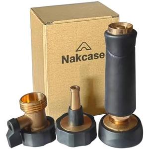Brass Hose Nozzle, Adjustable Twist hose Sprayer, High Pressure Hose Nozzle with On-Off Valve, Leakproof Operation 3/4" Connector, Jet Sweeper Nozzle for Patio and Pet, Car Washing, 3 Pack
