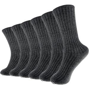 Hycome 6 Pairs Comfortable Casual Cotton Socks for Women, Girls and Students (Fit Women Girls Shoe Size 5-9) (Gray)