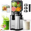 ECOSELF 3-in-1 Cold Press Juicer with 3 Filters (For Juice/ Sorbet/ Nut Milk), Juicer Machines With Wide Mouth Hopper For Fruits & Leafy Green, Large Capacity & Hands-Free, High Juice Yield, With Pusher